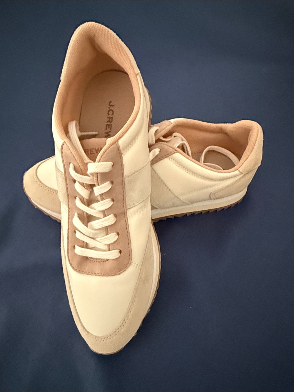 J. Crew New Women’s Cream and Tan Suede-Trim Sneakers